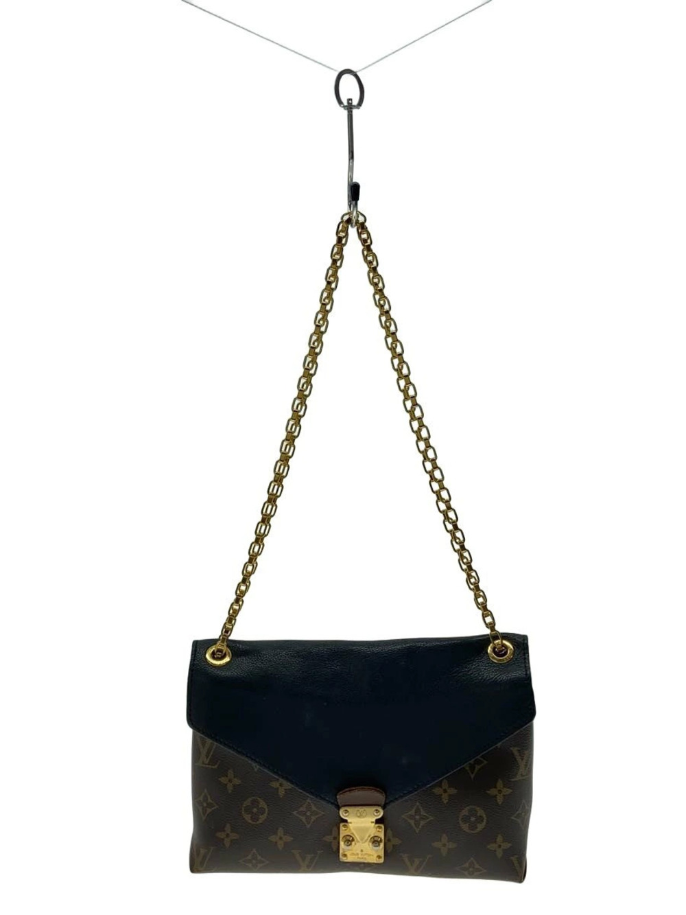 LOUIS VUITTON Pallas Chain Monogram Canvas Noir Black Brown All over